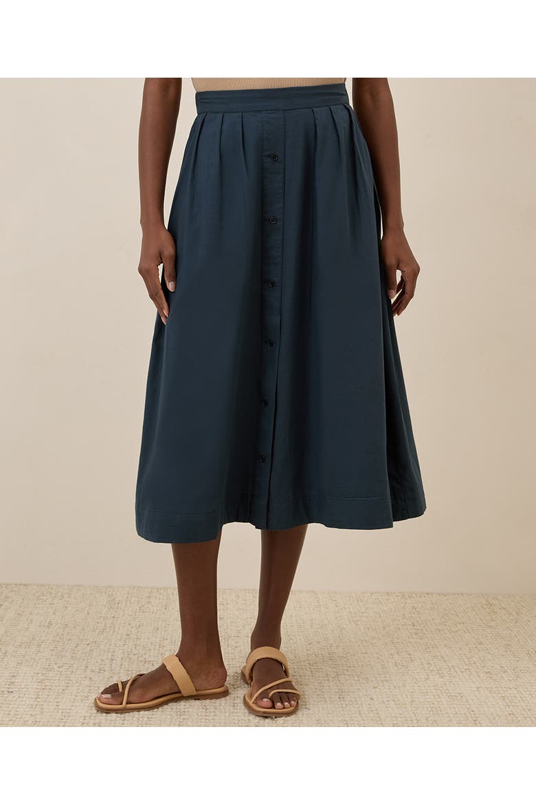 Organic Cotton Sunset Lightweight Cotton Button Skirt, Alternate, color, Midnight Blue
