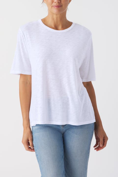 Slub Jersey Elbow Sleeve Crew Tee