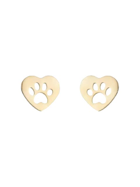 Pawfect Charm Heart Paw Cutout Stud Earrings
