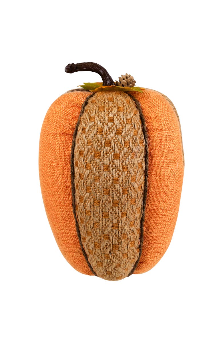 Northlight Burlap and Jute Woven Tall Fall Harvest Pumpkin with Berries - 10.5" - Orange and Brown, Alternate, color, Orange