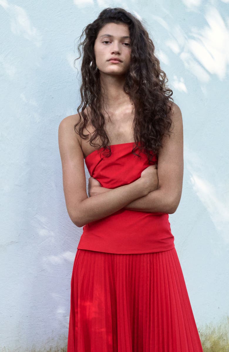 MANGO Strapless Midi Dress, Alternate, color,