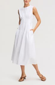 Sam Edelman Pleated Waist Sleeveless Midi Dress