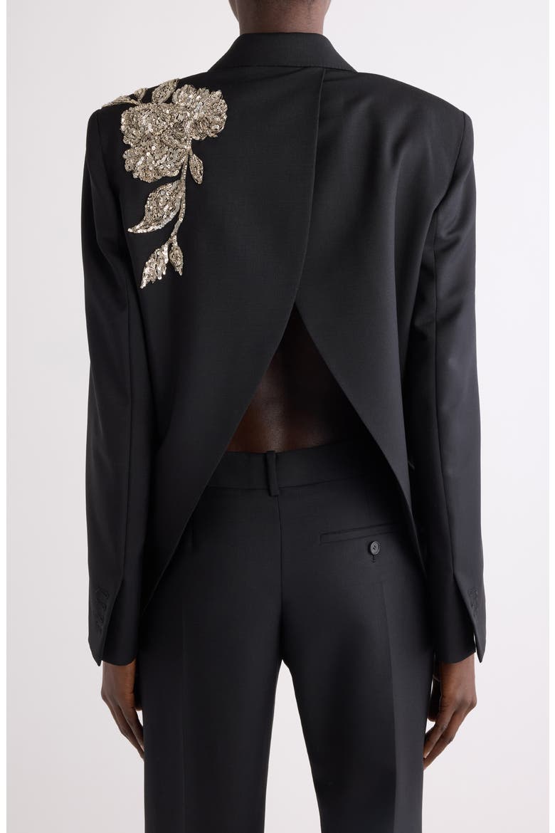 Sequin Embellished Slashed Wool & Mohair Jacket, Alternate, color, BLACK