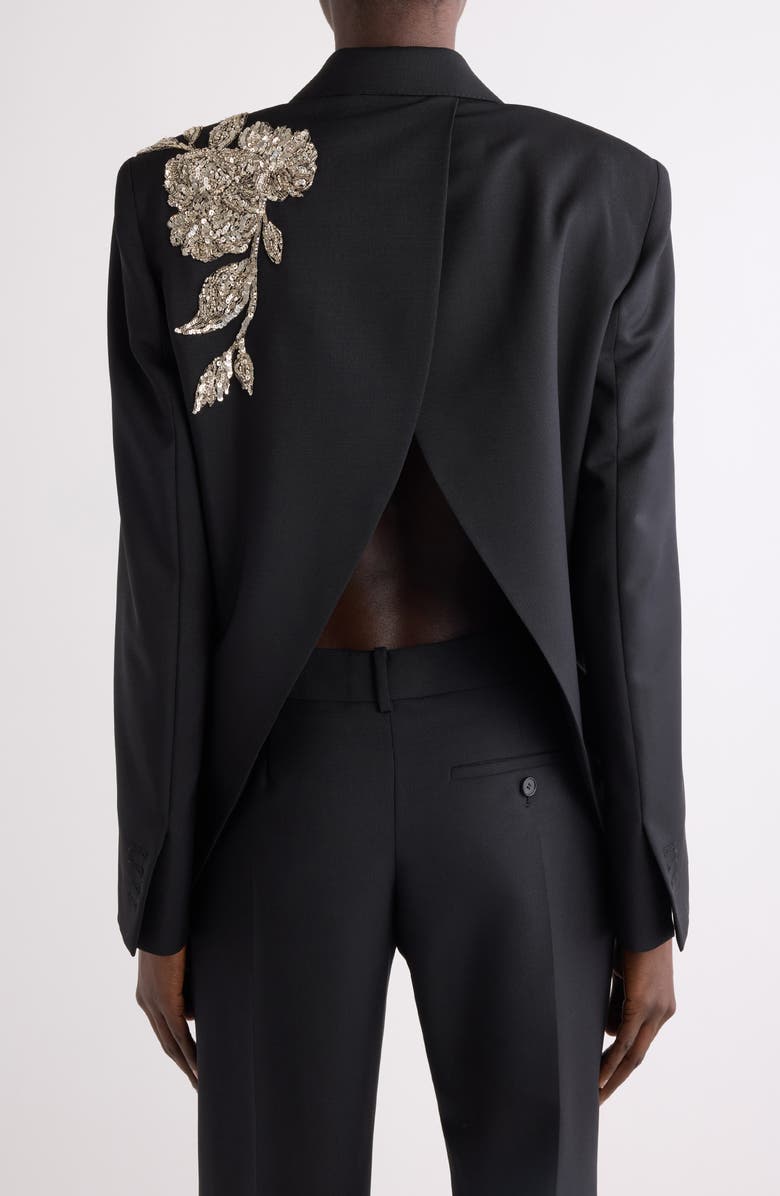 Givenchy Sequin Embellished Slashed Wool & Mohair Jacket, Alternate, color, Black