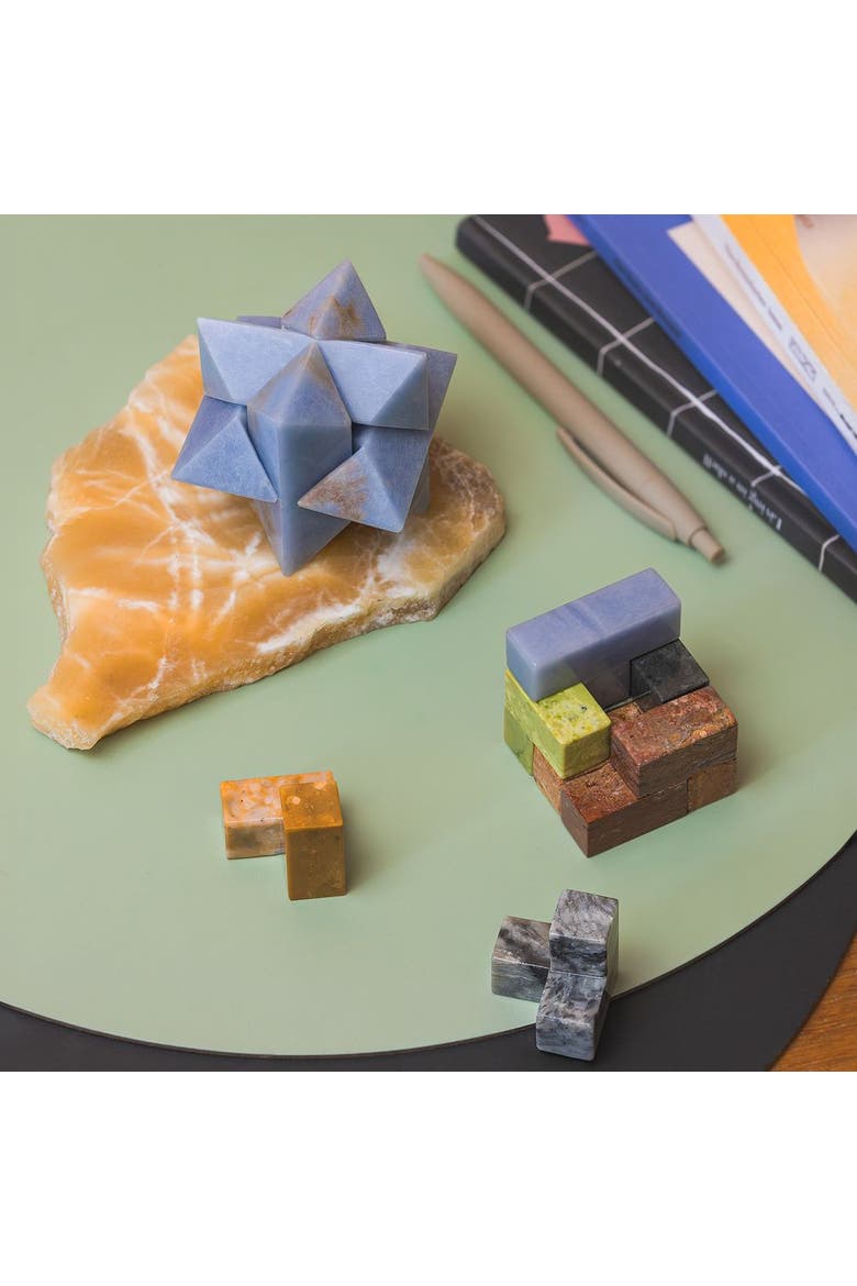 Burr Star Puzzle, Alternate, color, Blue Angelite