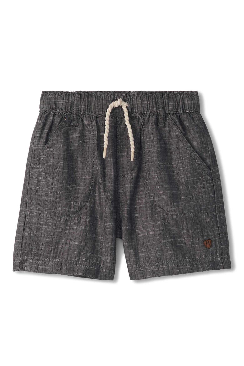 Kids' Slub Cotton Chambray Drawstring Shorts, Main, color, GREY