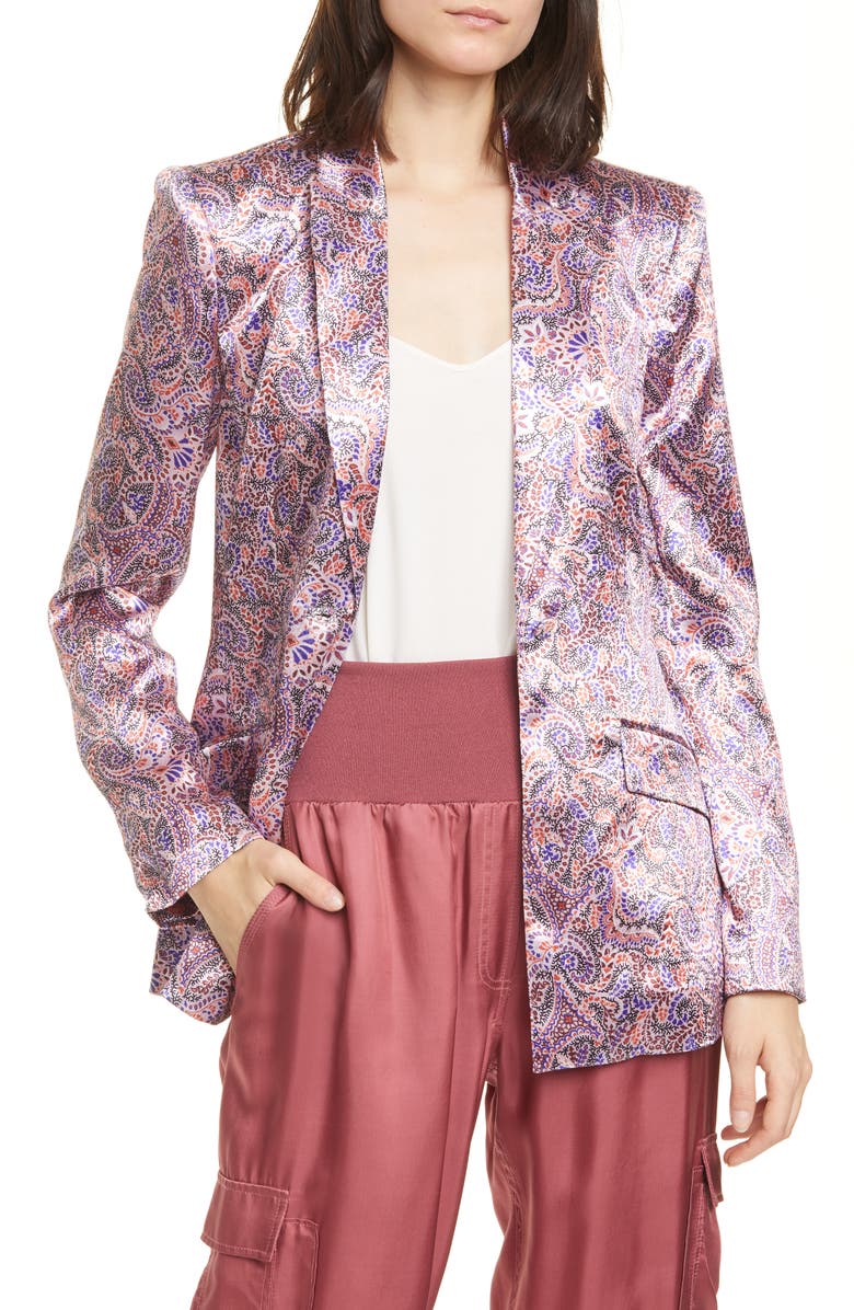 Cinq à Sept Estelle Paisley Satin Blazer, Main, color, 
