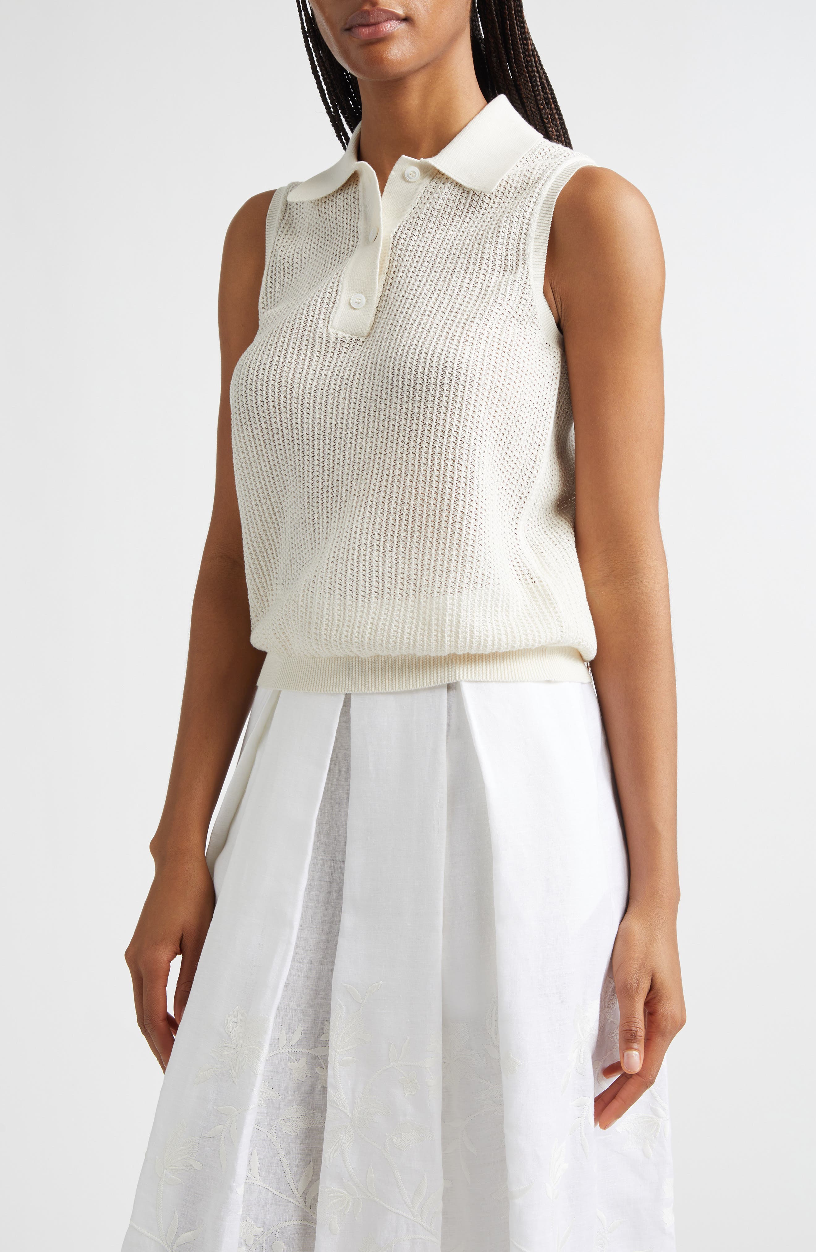 Sleeveless Open Stitch Polo - image 3