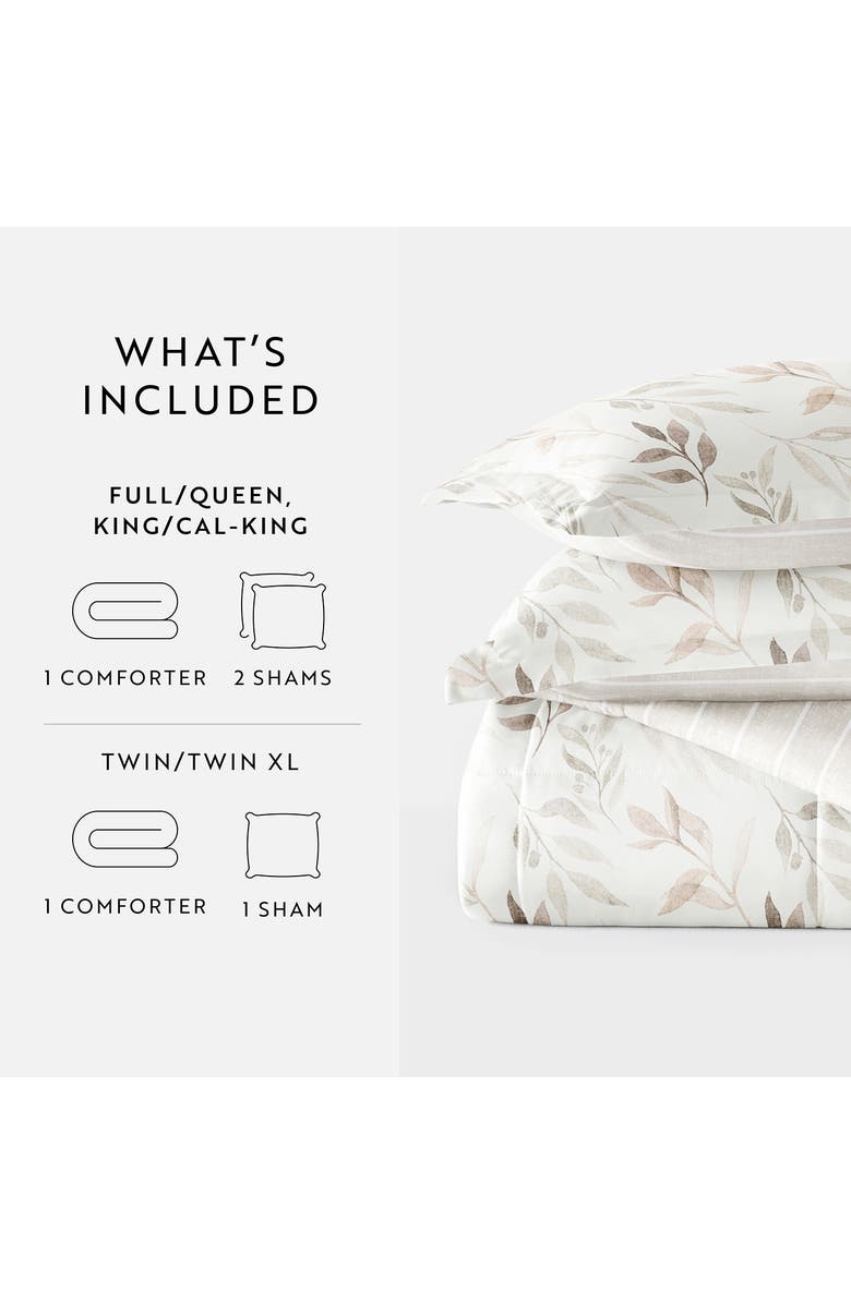 HOMESPUN Foliage Stripe Reversible 3-Piece Comforter Set, Alternate, color, Ivory