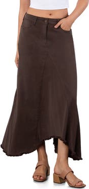 Wash Lab Denim Selma Pieced Asymmetric Denim Maxi Skirt