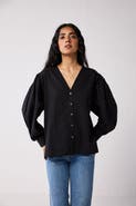 Reistor Embroidered Shirt with Long Balloon Sleeves