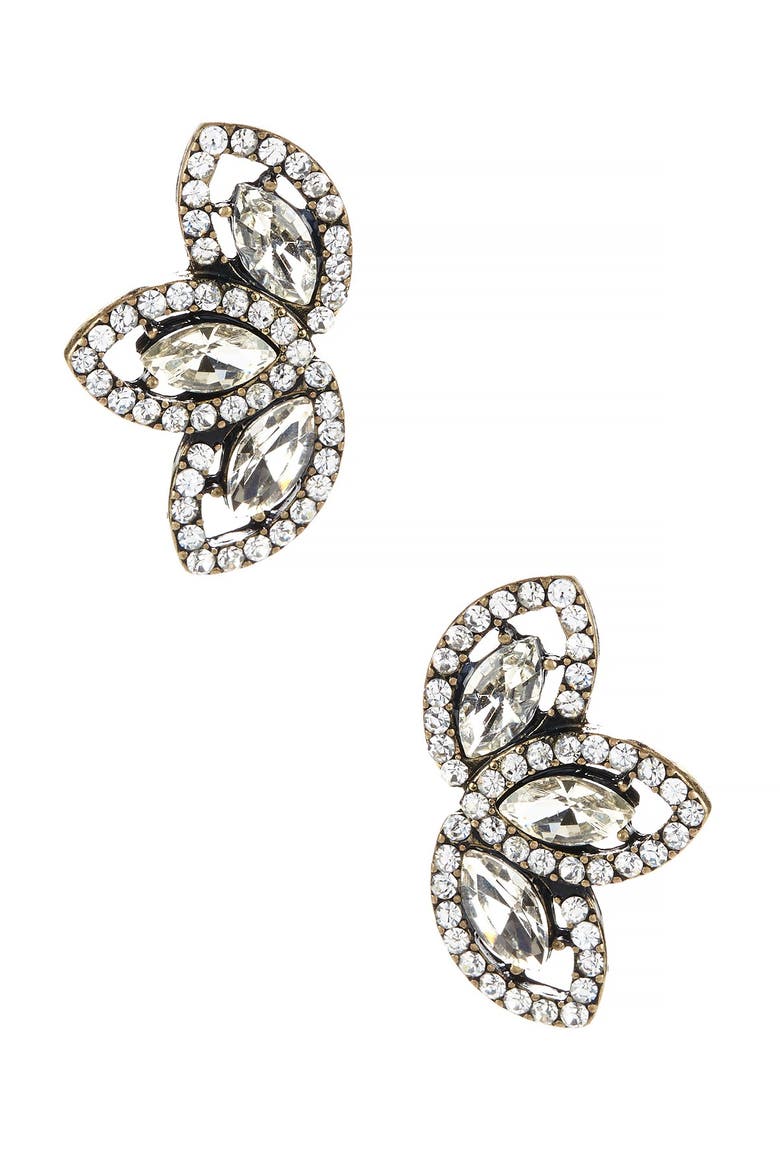 Dana Crystal Earrings, Main, color, GOLD