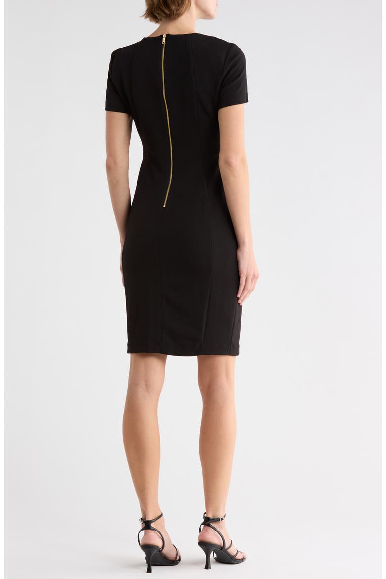 Short Sleeve Sheath Dress, Alternate, color, BLACK