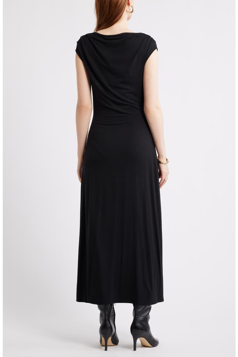Belt Detail Side Ruched Dress, Alternate, color, BLACK