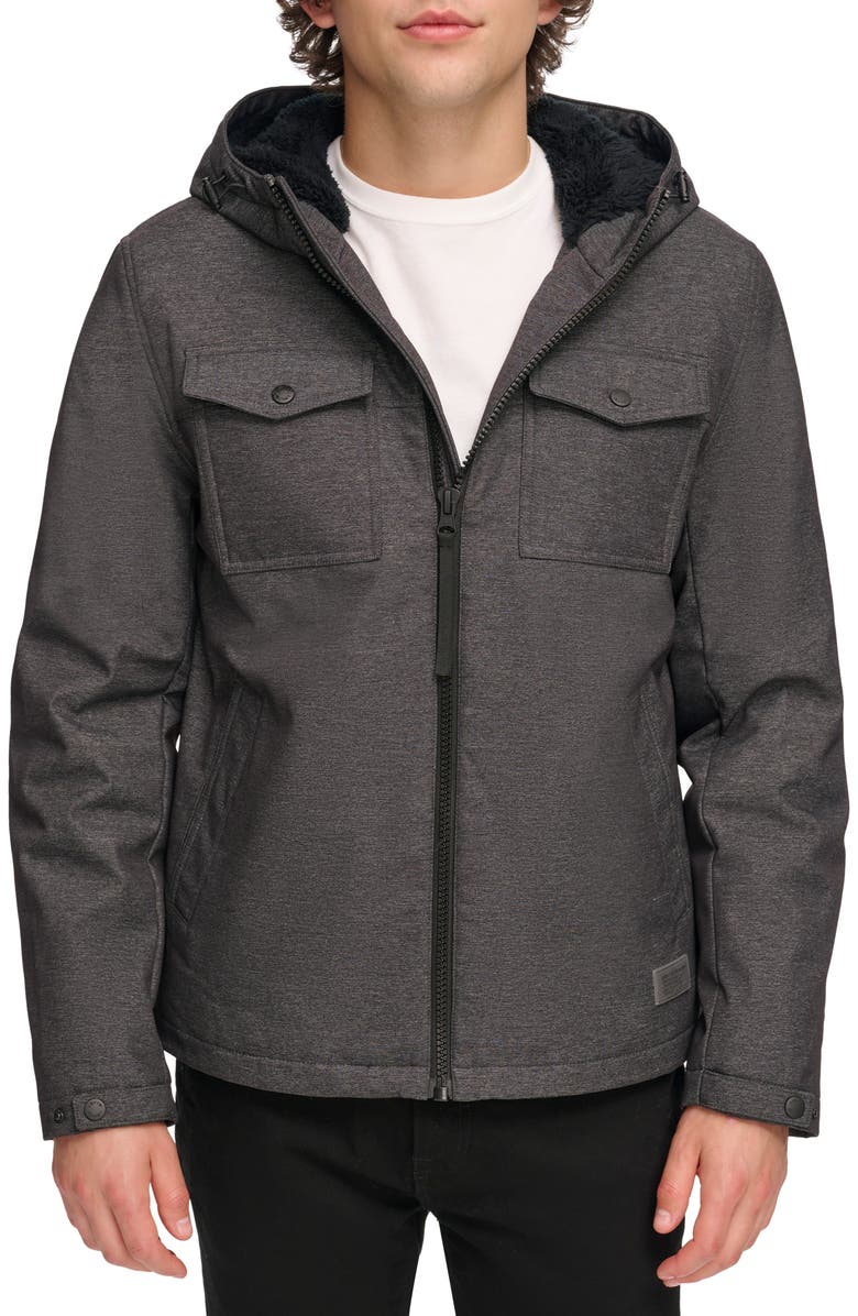 Levi's<sup>®</sup> Softshell Hooded Jacket with Faux Fur Lining, Main, color,