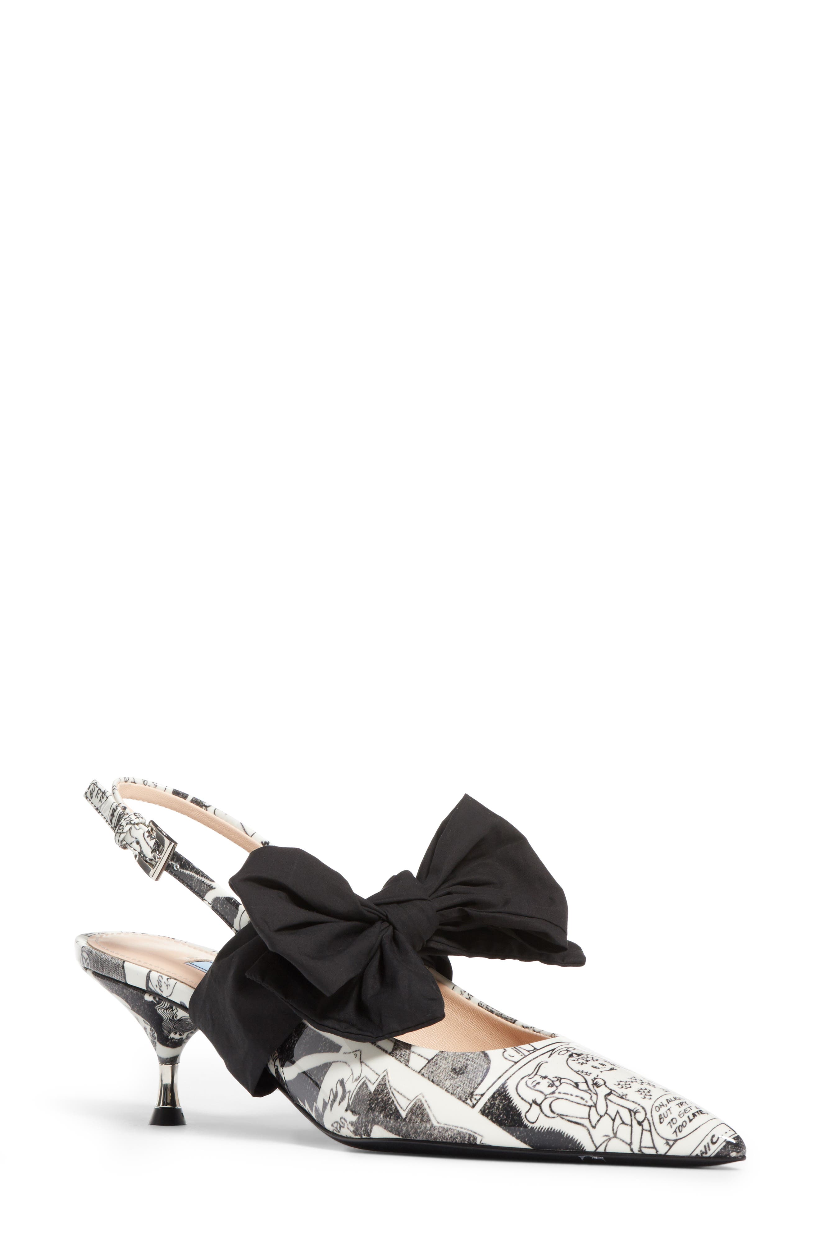 Prada Bow Pointy Toe Slingback Pump, Main, color, 
