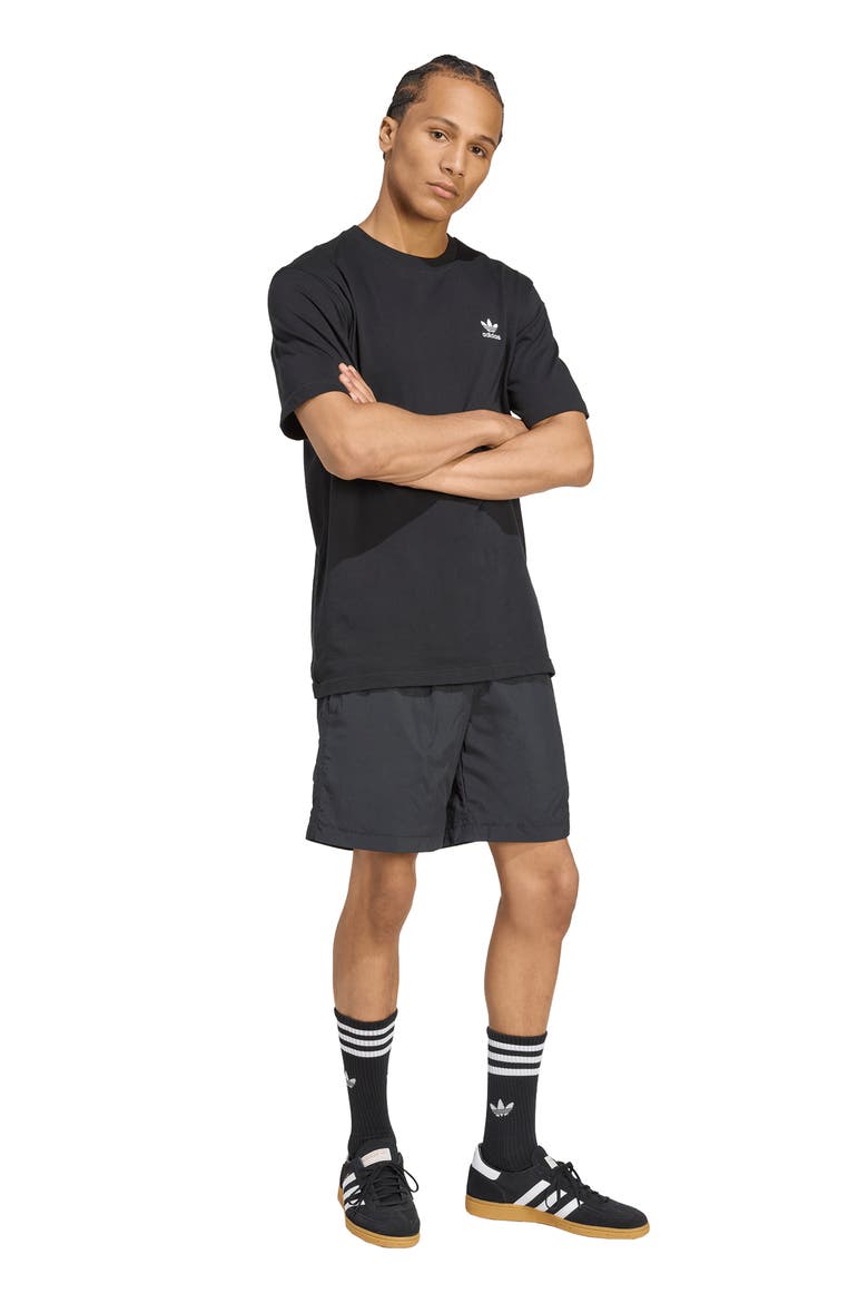 Essentials Trefoil Logo Shorts, Alternate, color, BLACK/ WHITE