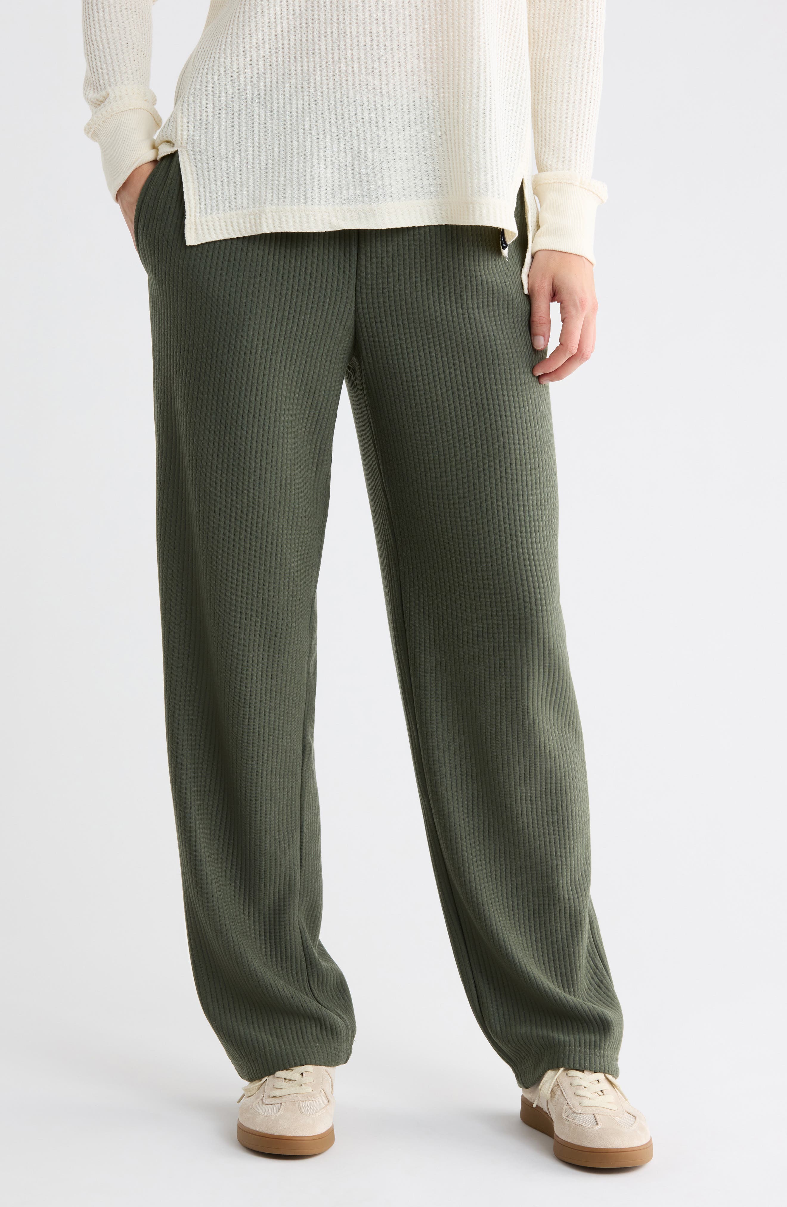 Ottoman Ribbed Pull-On Pants