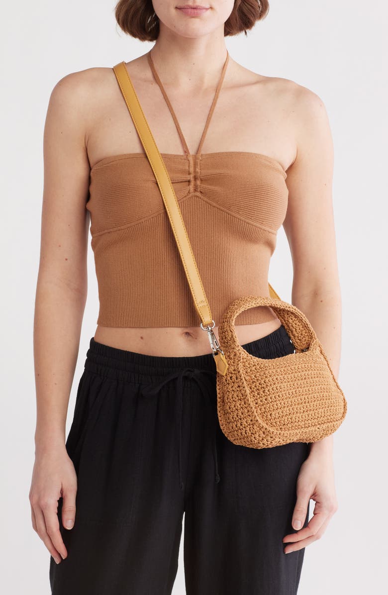 BCBG Woven Mini Hobo Bag, Alternate, color, Tea