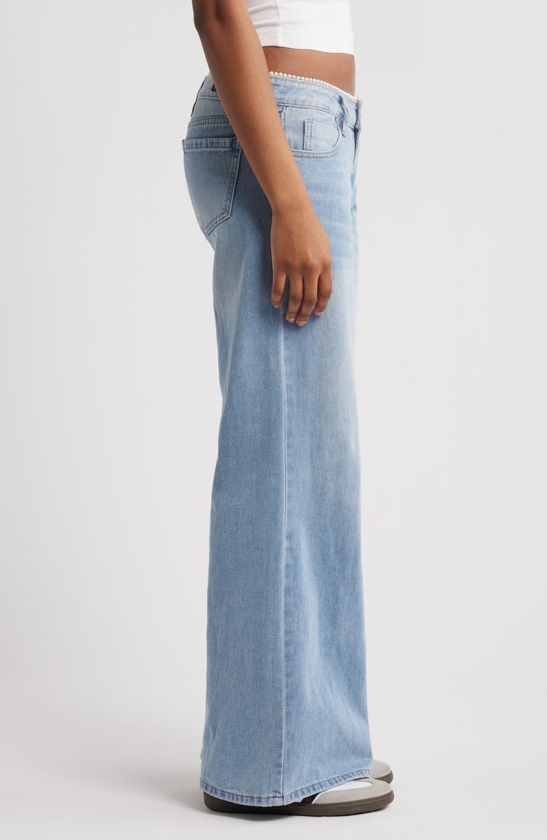 PTCL Faux Pearl Trim Wide Leg Jeans, Alternate, color, Indigo