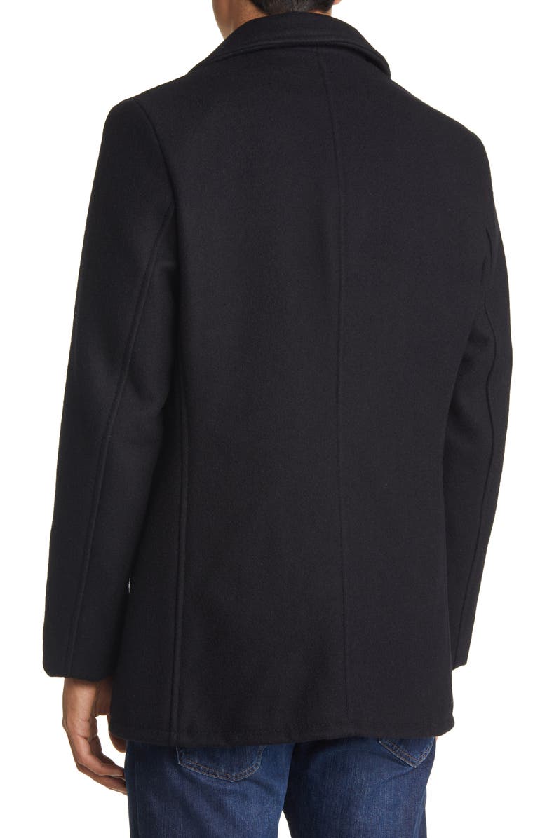 Schott NYC Wool Blend Car Coat, Alternate, color, Navy