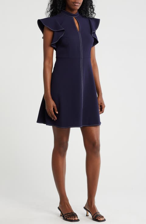 Mock Neck Flutter Sleeve Minidress