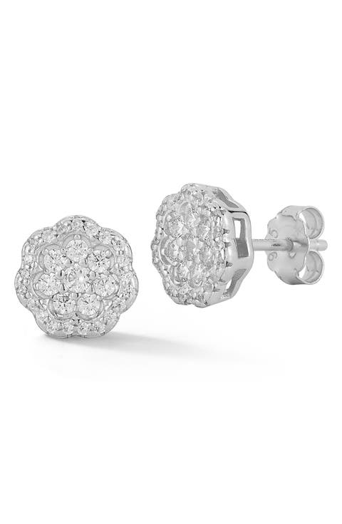 Flower Cubic Zirconia Stud Earrings