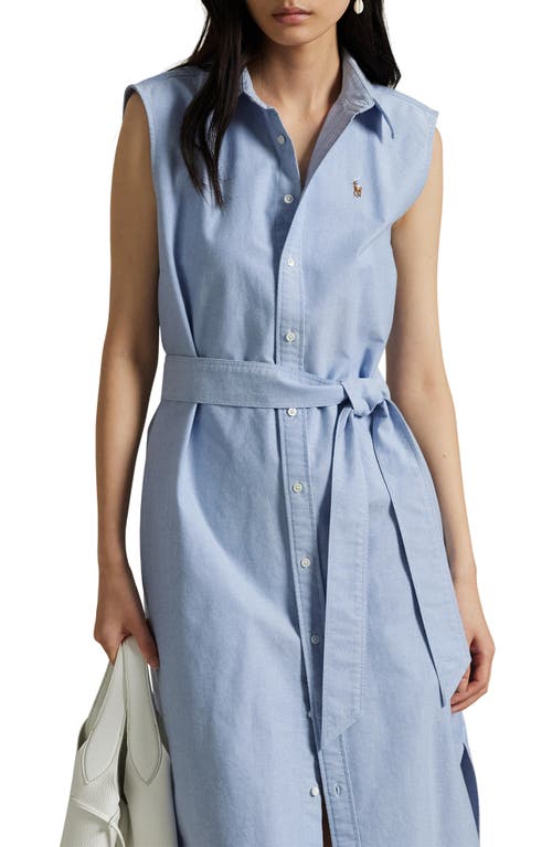 Polo Ralph Lauren Sleeveless Cotton Shirtdress In Blue