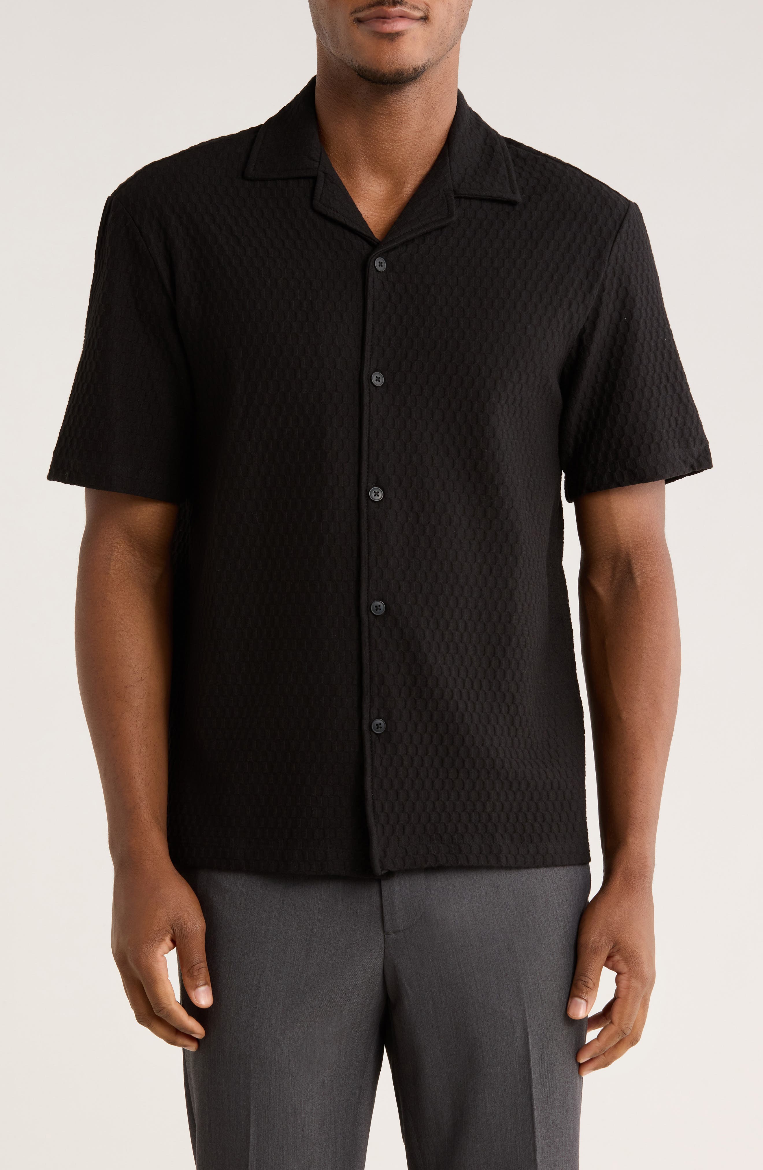 Cactus Man Texture Knit Camp Shirt