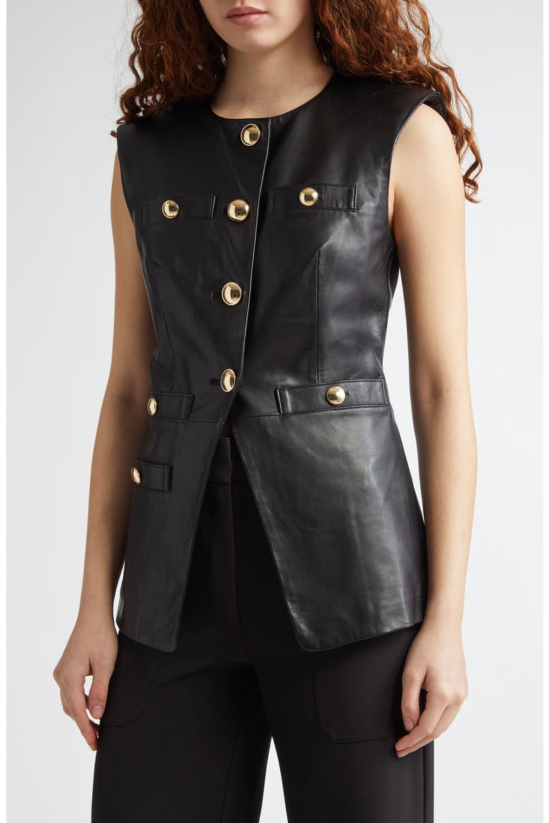 Tamara Leather Vest, Alternate, color, BLACK