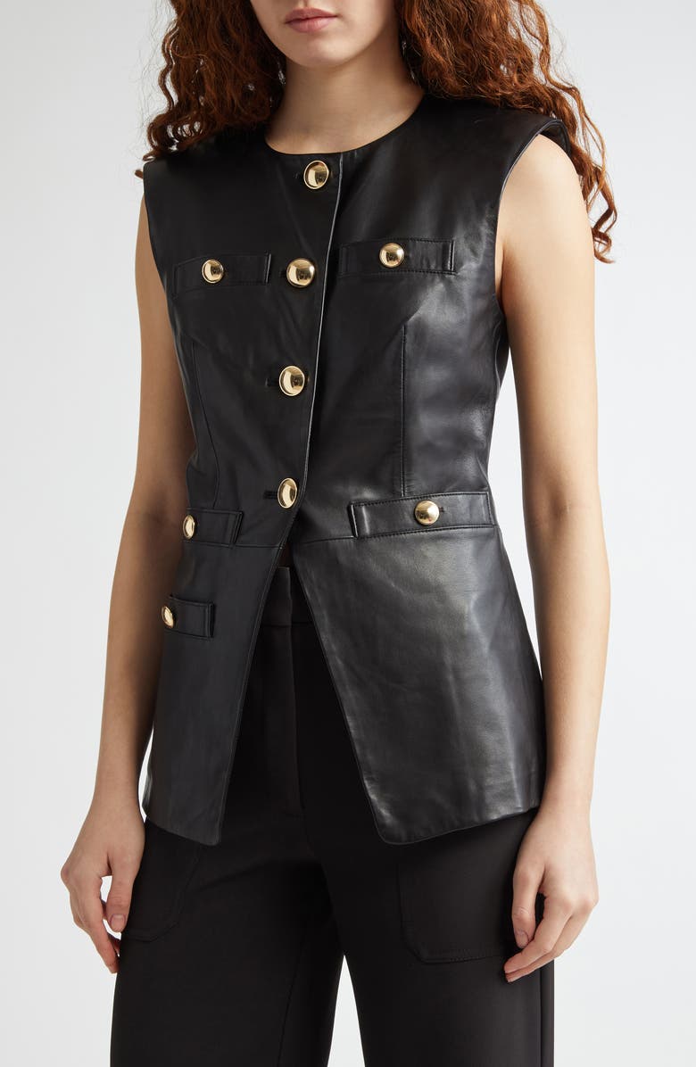 Veronica Beard Tamara Leather Vest, Alternate, color, 
