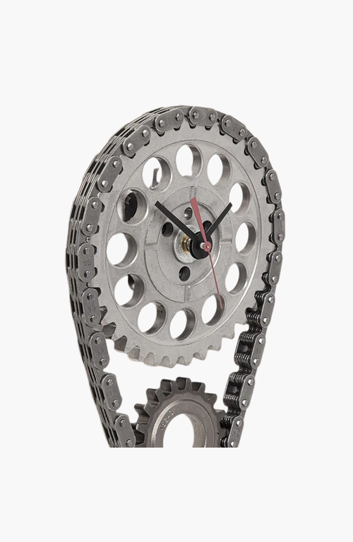 Uncommon Goods Auto Timing Chain And Gears Wall Clock In Metallic Silver