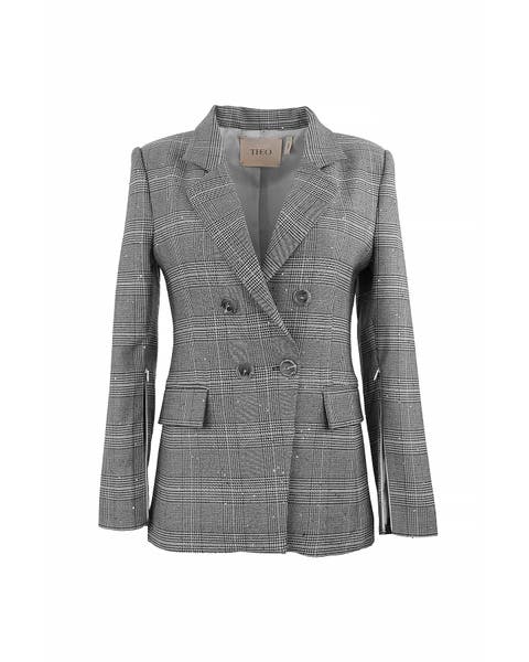 Eudora Split Sleeve Sequined Prince Of Wales Jacket