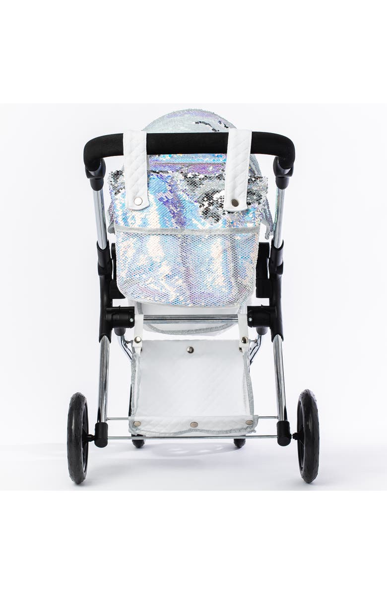 Roma Prams Polly Single Doll Pram, Mermaid Sequins, Convertible 2 In 1, Alternate, color, Multicolored