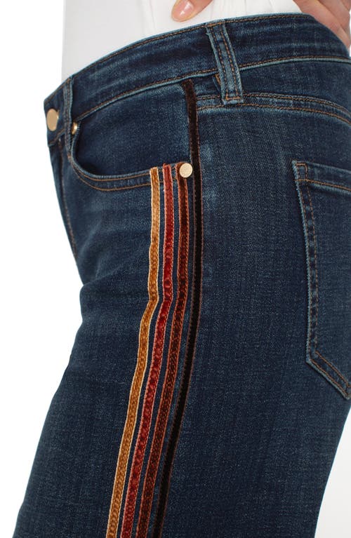 Liverpool Los Angeles Stride Velvet Side Stripe High Waist Ankle Wide Leg Jeans In Blue
