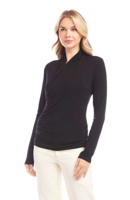 Karen Kane Crossover Side Shirred Top In Black