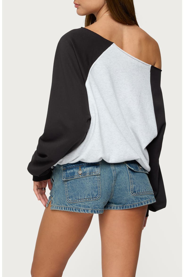 San Diego Off the Shoulder Raglan Long Sleeve Graphic Top, Alternate, color, GRAY-MELANGE-AND-BLACK