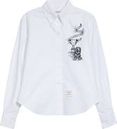 Thom Browne Embroidered Cotton Poplin Button-Down Shirt