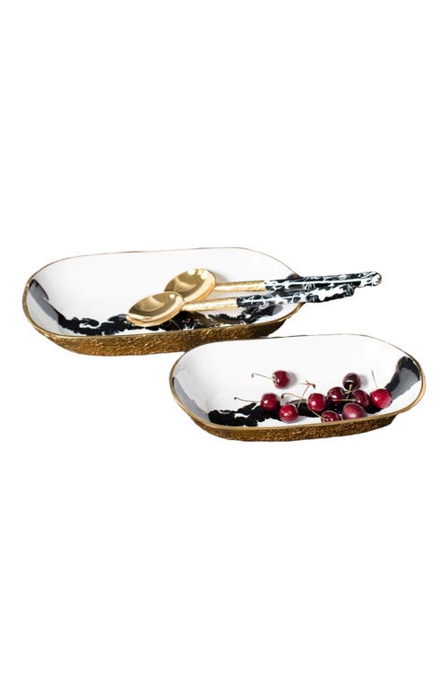 Lunares Bianco Nero Rectangle Bowls In White