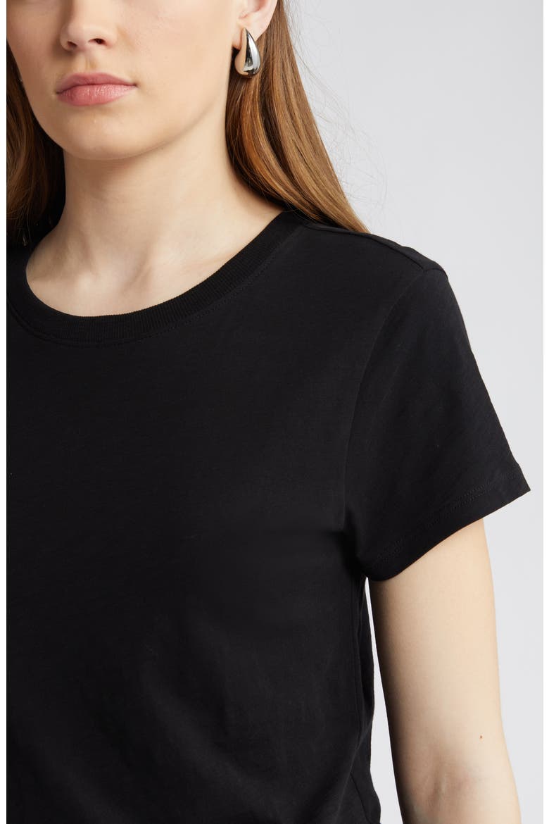 Pima Cotton Slub Crewneck T-Shirt, Alternate, color, BLACK