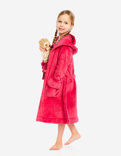 Leveret Girls Fleece Hooded Robe With Matching Doll Robe In Animal Print