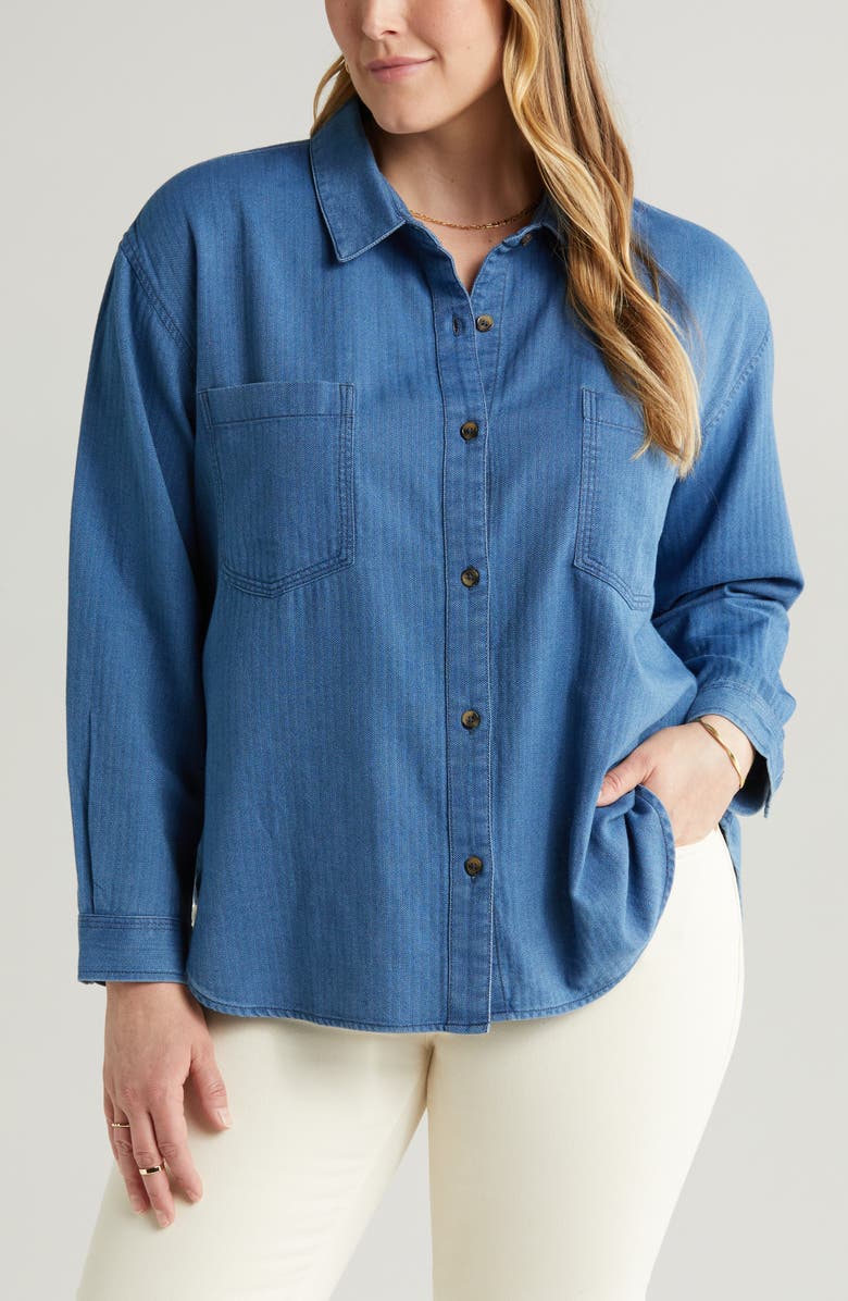 Treasure & Bond Herringbone Button-Up Shirt, Main, color,