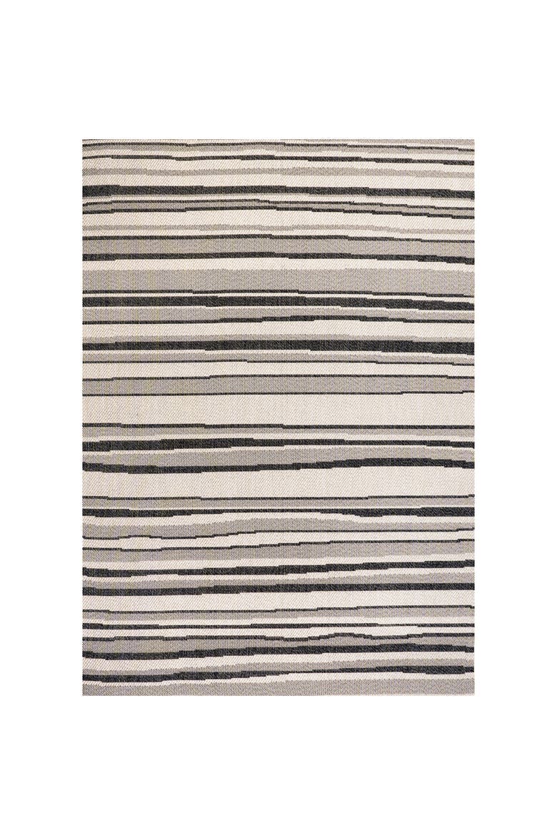 Castara Wavy Stripe Modern Indoor/Outdoor Area Rug, Main, color, Cream/Dark Gray