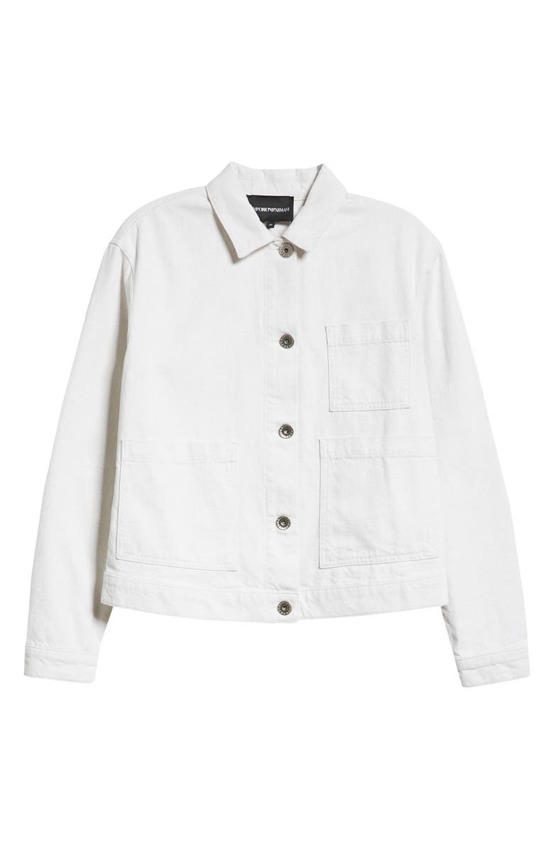 Emporio Armani Relaxed Fit Cotton & Linen Twill Trucker Jacket, Alternate, color, 
