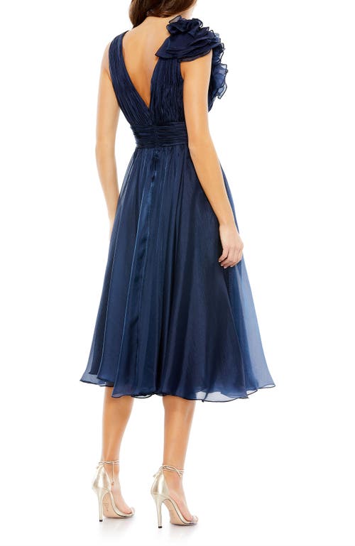 Mac Duggal Plunging Ruffled A-line Cocktail Dress In Midnight