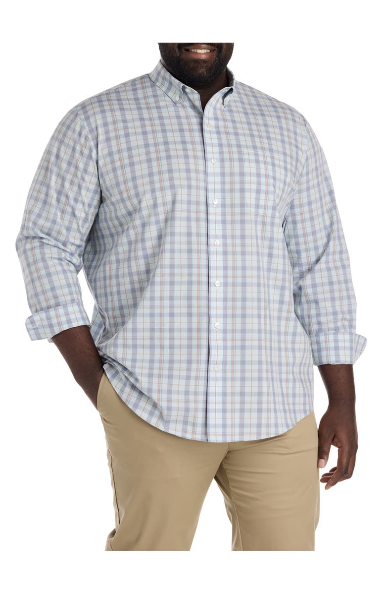 Oak Hill by DXL Big & Tall Large Plaid Tech Sport Shirt, Main, color, Blue