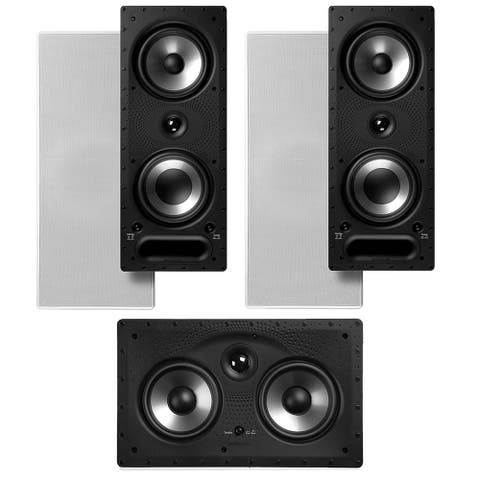 265-RT 3 Way Vanishing In Wall Speakers and 255c-RT Center Channel Speaker Bundle (White)
