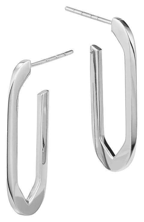 Oblong Link Hoop Earrings