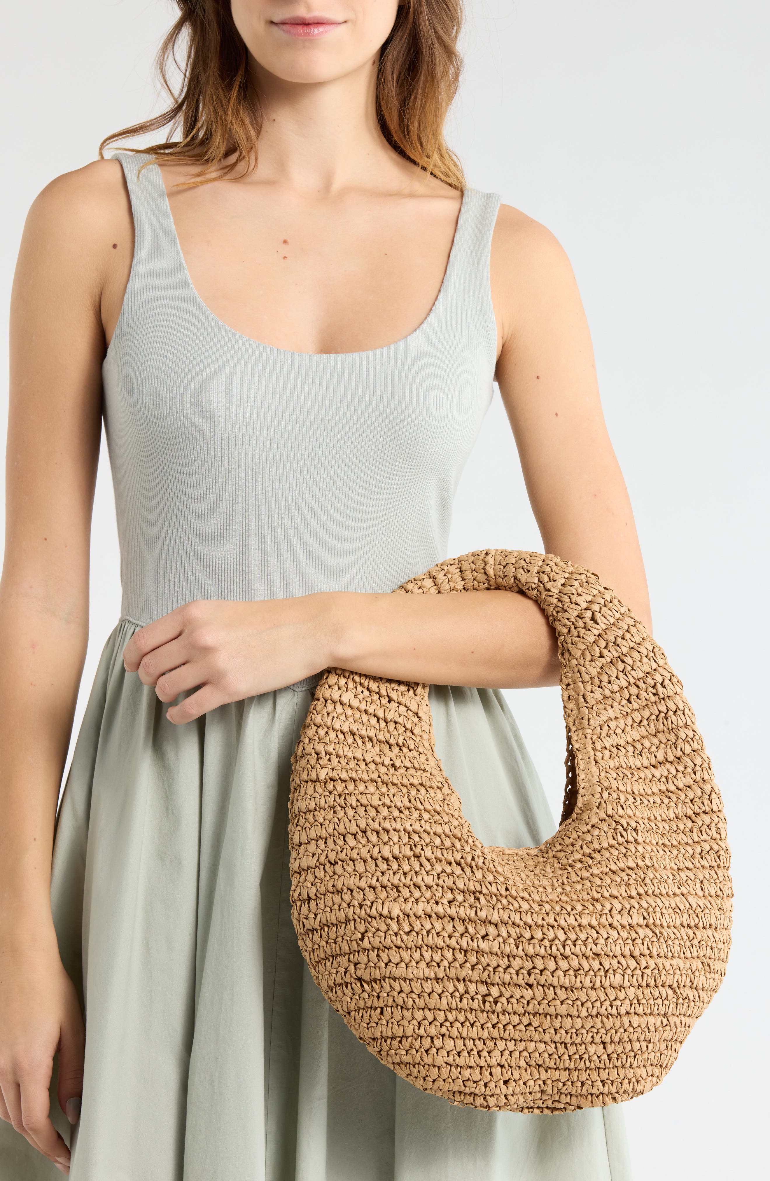 Slouchy Crochet Hobo Bag, Alternate, color, DARK NATURAL