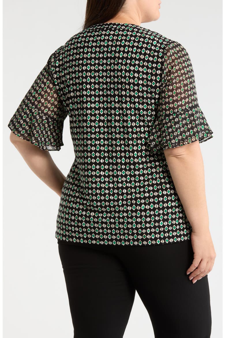 Geo Pattern Split Neck Knit Top, Alternate, color, ANNE BLACK MULTI